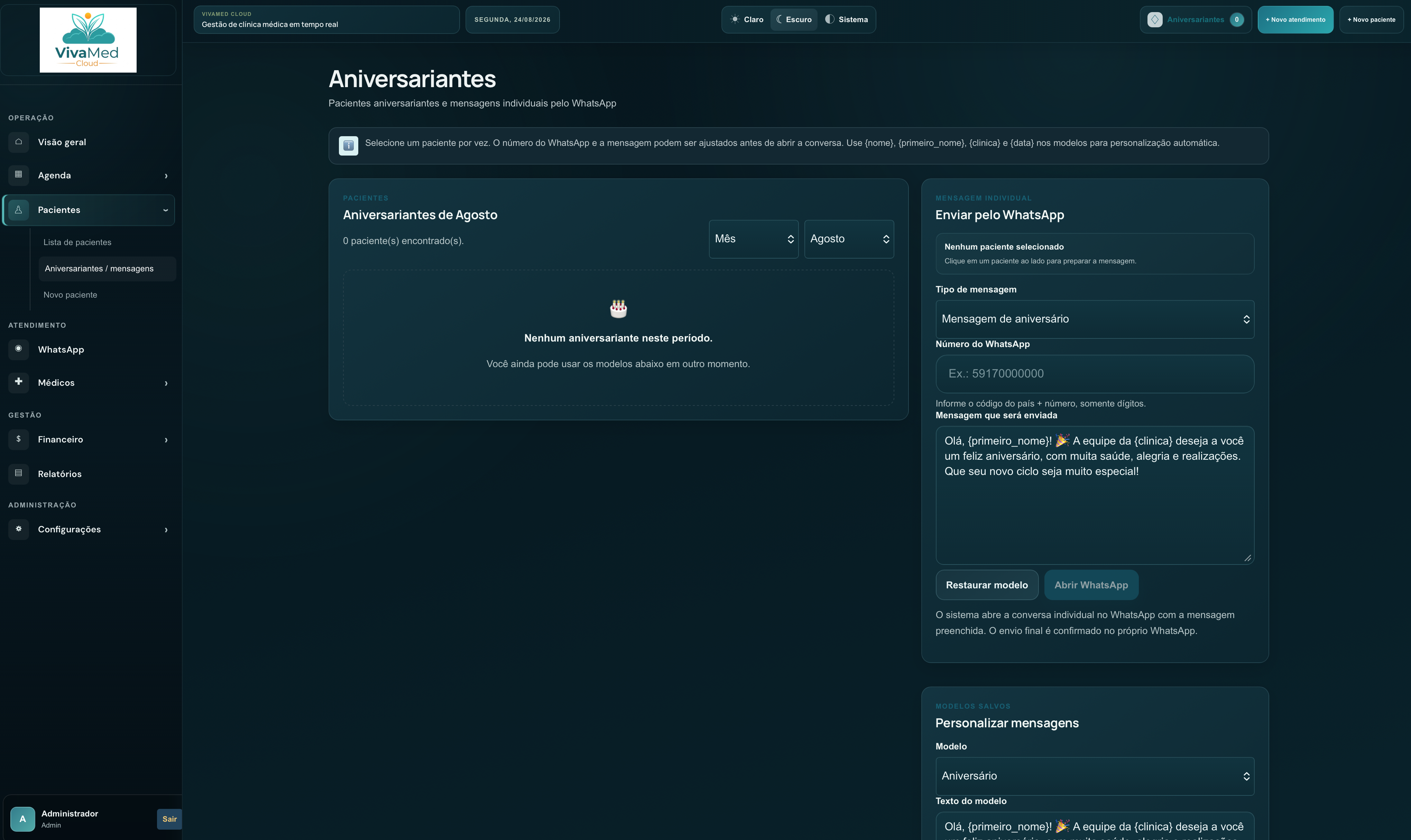 Relatórios e gestão de aniversariantes